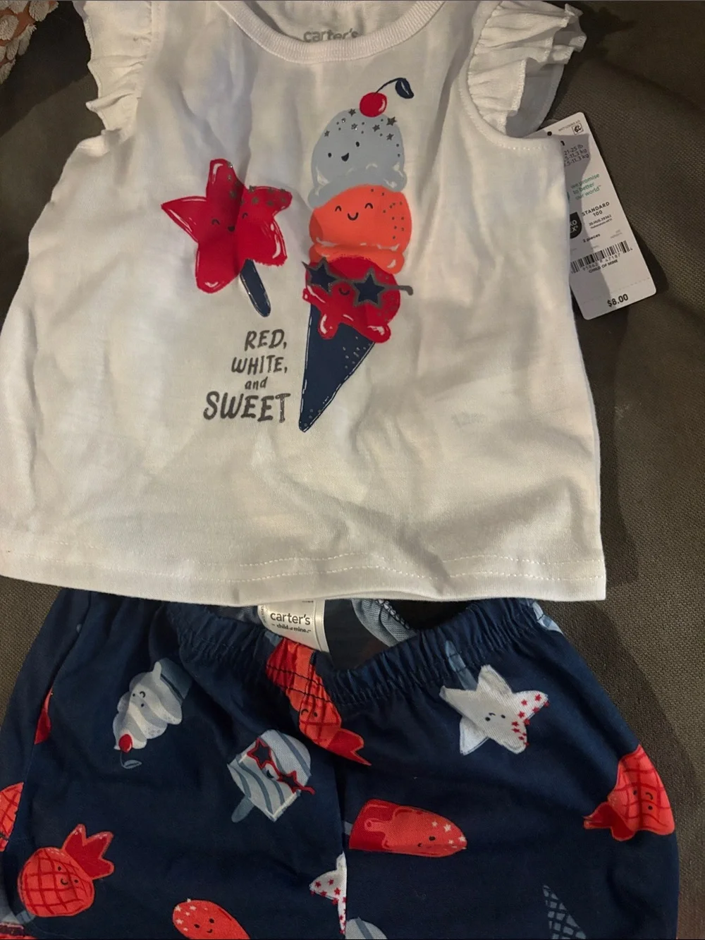 Carter's White & Navy Ice Cream Star Toddler Two-Piece Set